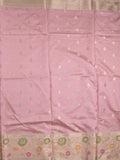 Banaras fancy saree baby pink color allover zari motifs & zari border with zari pallu and brocade blouse
