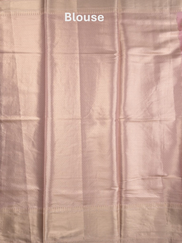 Banaras fancy saree baby pink color allover zari motifs & zari border with zari pallu and brocade blouse