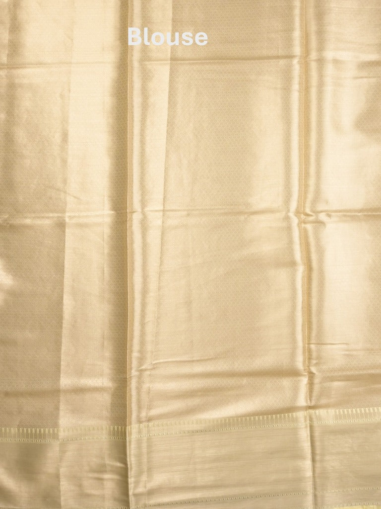 Banaras fancy saree light yellow color allover zari motifs & zari border with zari pallu and brocade blouse