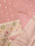 Banaras fancy saree light pink color allover zari motifs & zari border with zari pallu and brocade blouse