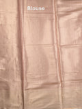Banaras fancy saree light pink color allover zari motifs & zari border with zari pallu and brocade blouse