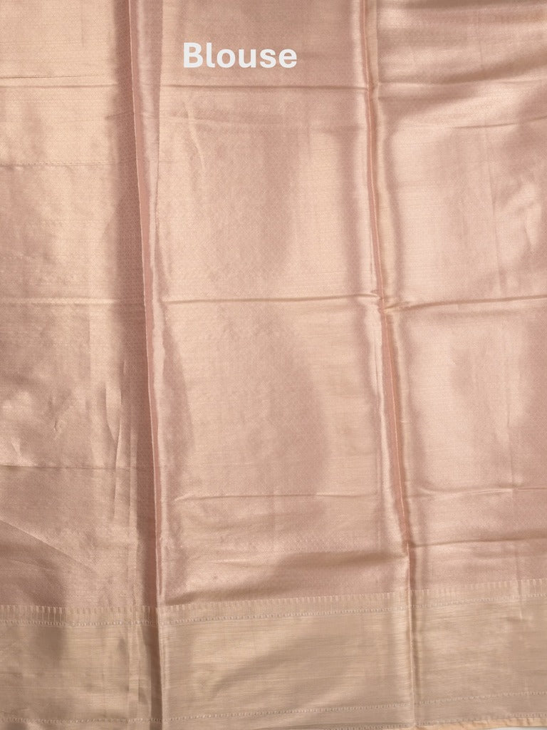 Banaras fancy saree light pink color allover zari motifs & zari border with zari pallu and brocade blouse