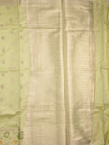 Banaras fancy saree pastel green color allover zari motifs & zari border with zari pallu and brocade blouse