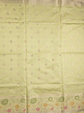 Banaras fancy saree pastel green color allover zari motifs & zari border with zari pallu and brocade blouse