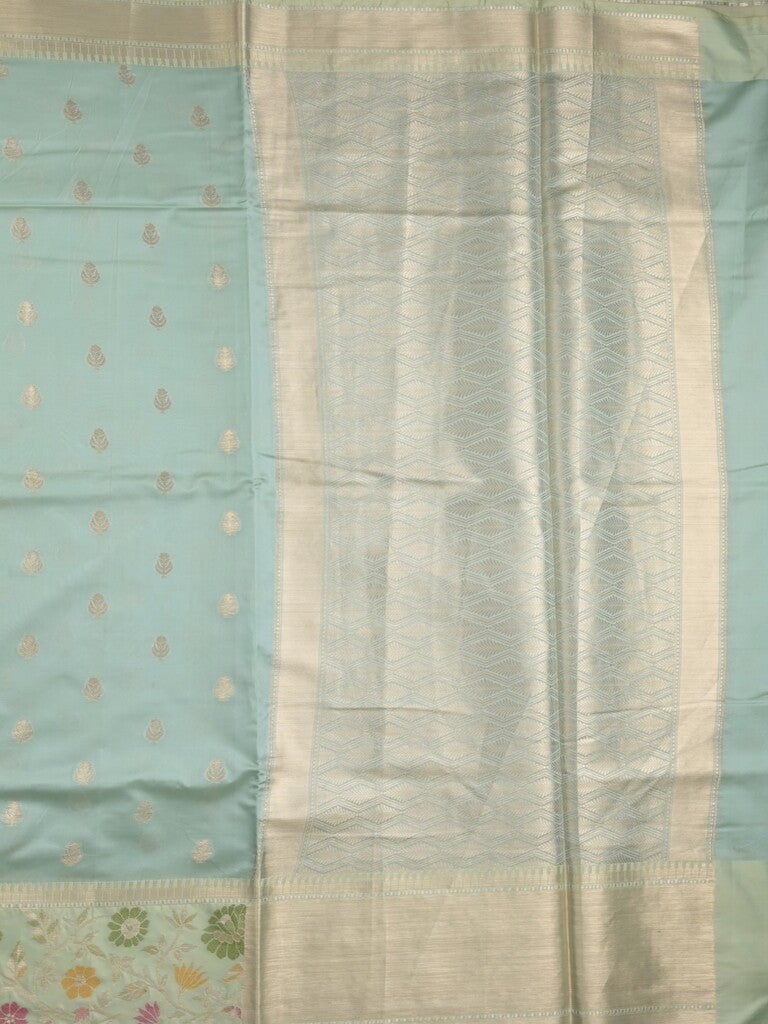 Banaras fancy saree light blue color allover zari motifs & zari border with zari pallu and brocade blouse