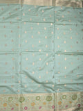 Banaras fancy saree light blue color allover zari motifs & zari border with zari pallu and brocade blouse