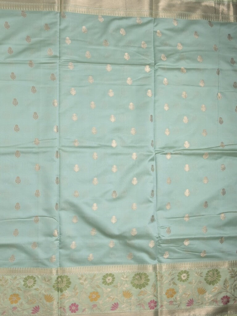 Banaras fancy saree light blue color allover zari motifs & zari border with zari pallu and brocade blouse