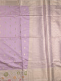 Banaras fancy saree light purple color allover zari motifs & zari border with zari pallu and brocade blouse