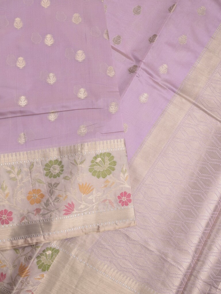 Banaras fancy saree light purple color allover zari motifs & zari border with zari pallu and brocade blouse