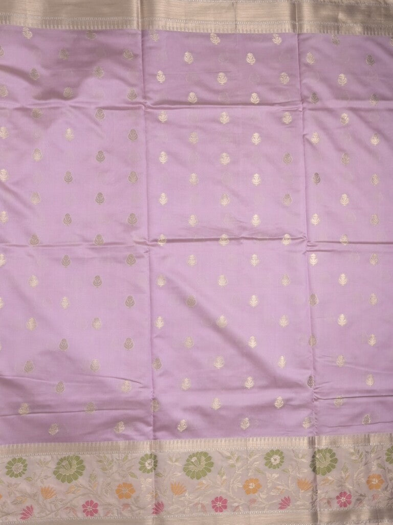 Banaras fancy saree light purple color allover zari motifs & zari border with zari pallu and brocade blouse