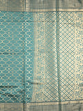 Banaras fancy saree sky blue color allover zari weaves & zari border with zari pallu and brocade blouse