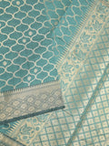Banaras fancy saree sky blue color allover zari weaves & zari border with zari pallu and brocade blouse