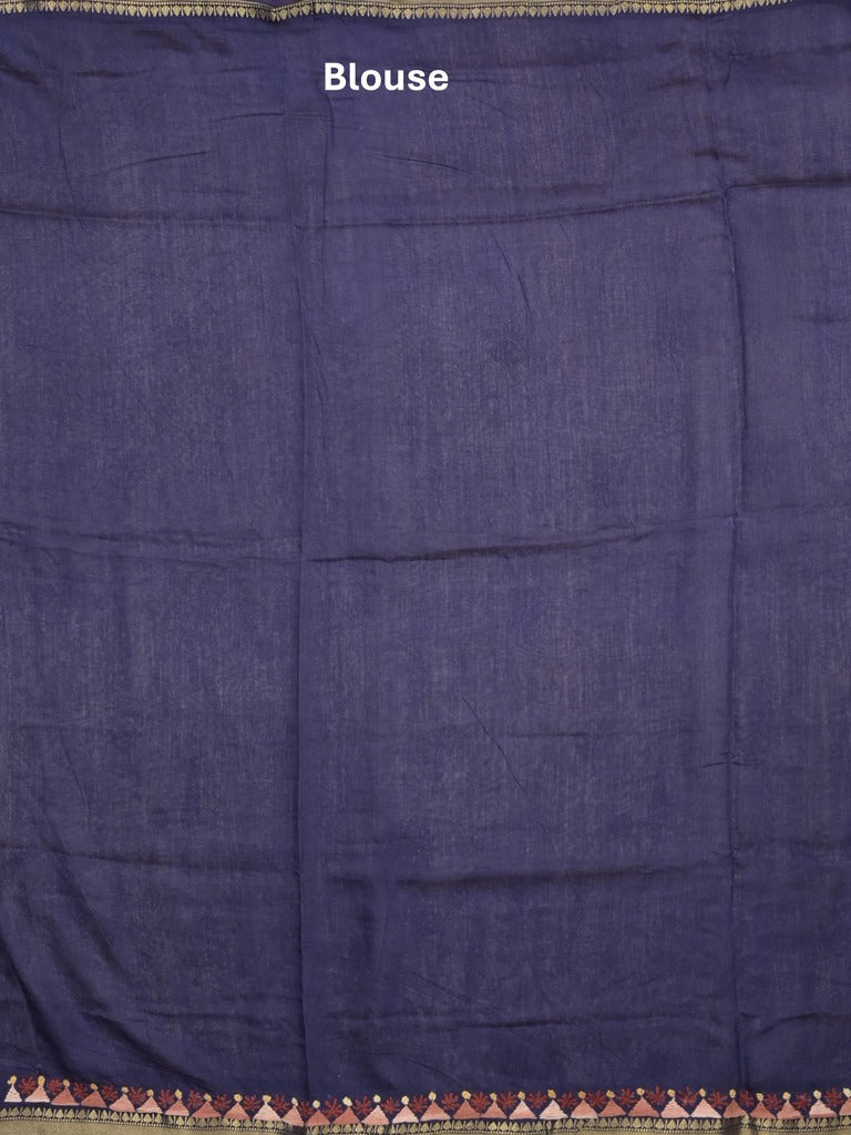 Maheshwari fancy saree in white color with allover prints & zari border with short pallu and contrast blouse