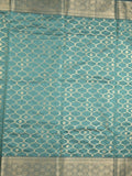 Banaras fancy saree sky blue color allover zari weaves & zari border with zari pallu and brocade blouse