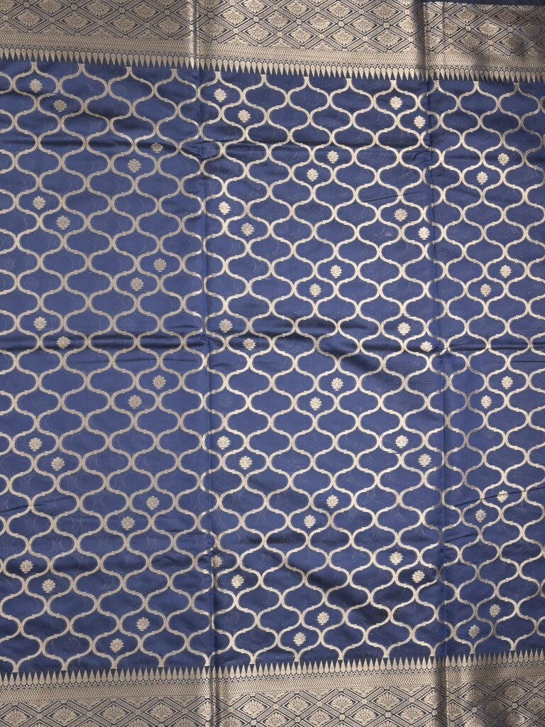 Banaras fancy saree royal blue color allover zari weaves & zari border with zari pallu and brocade blouse