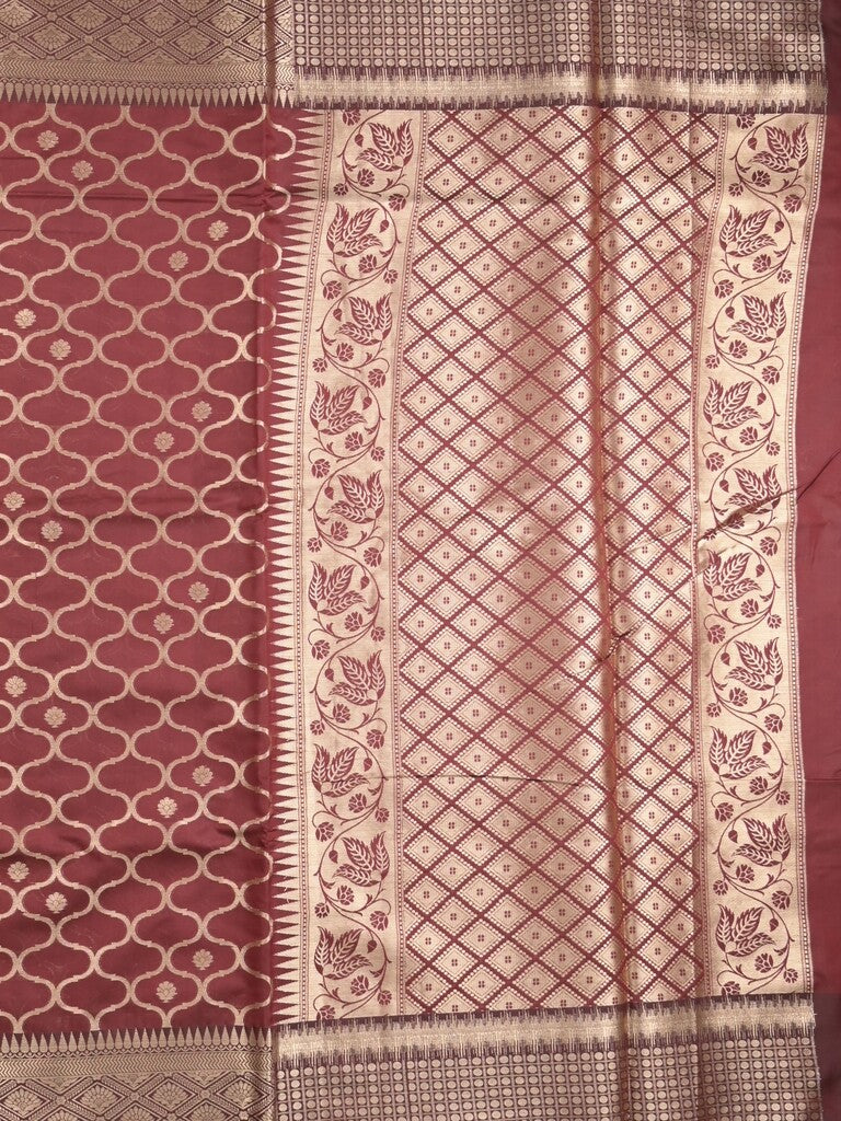 Banaras fancy saree maroon color allover zari weaves & zari border with zari pallu and brocade blouse