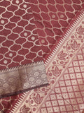 Banaras fancy saree maroon color allover zari weaves & zari border with zari pallu and brocade blouse