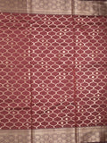 Banaras fancy saree maroon color allover zari weaves & zari border with zari pallu and brocade blouse