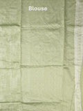 Chanderi fancy saree light olive green color allover motifs & zari border with self pallu and plain blouse
