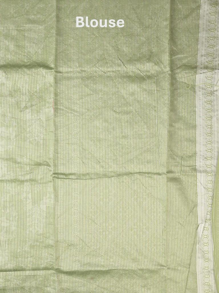 Chanderi fancy saree light olive green color allover motifs & zari border with self pallu and plain blouse