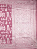 Chanderi fancy saree purple color allover motifs & zari border with self pallu and plain blouse