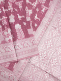 Chanderi fancy saree purple color allover motifs & zari border with self pallu and plain blouse