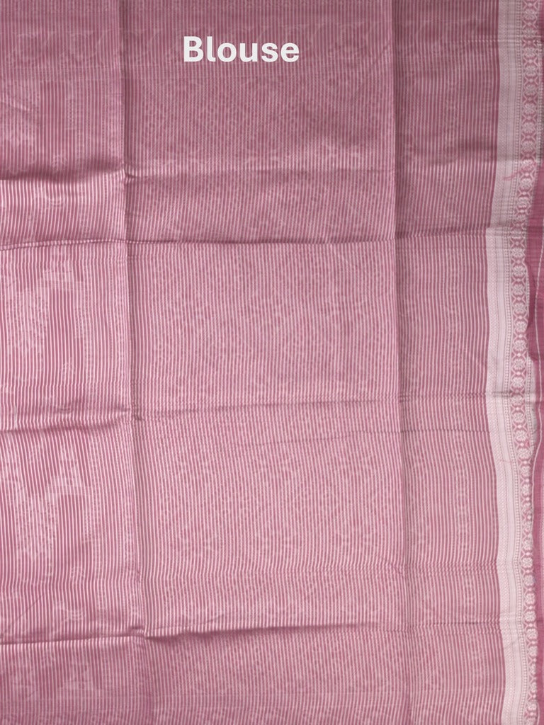 Chanderi fancy saree purple color allover motifs & zari border with self pallu and plain blouse