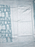 Chanderi fancy saree light blue color allover motifs & zari border with self pallu and plain blouse
