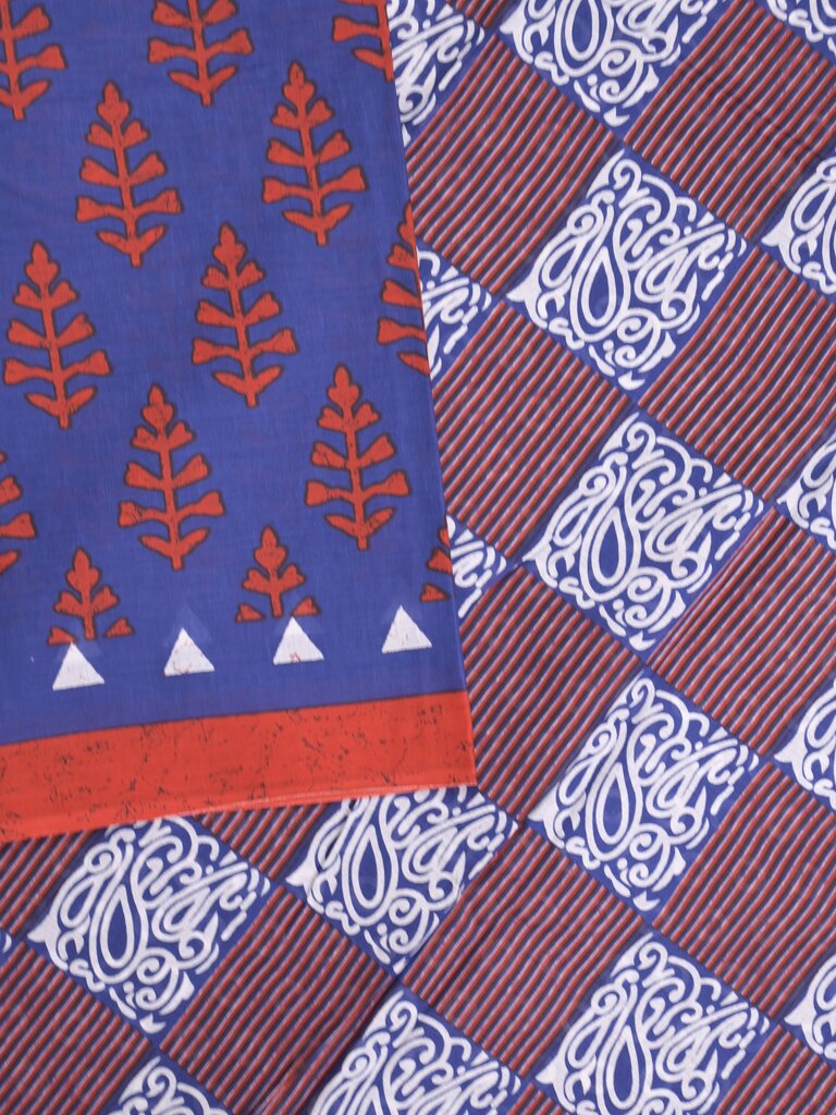 Maheshwari cotton sarees for women | royal blue | printed border