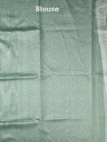 Chanderi fancy saree leaf green color allover motifs & zari border with self pallu and plain blouse