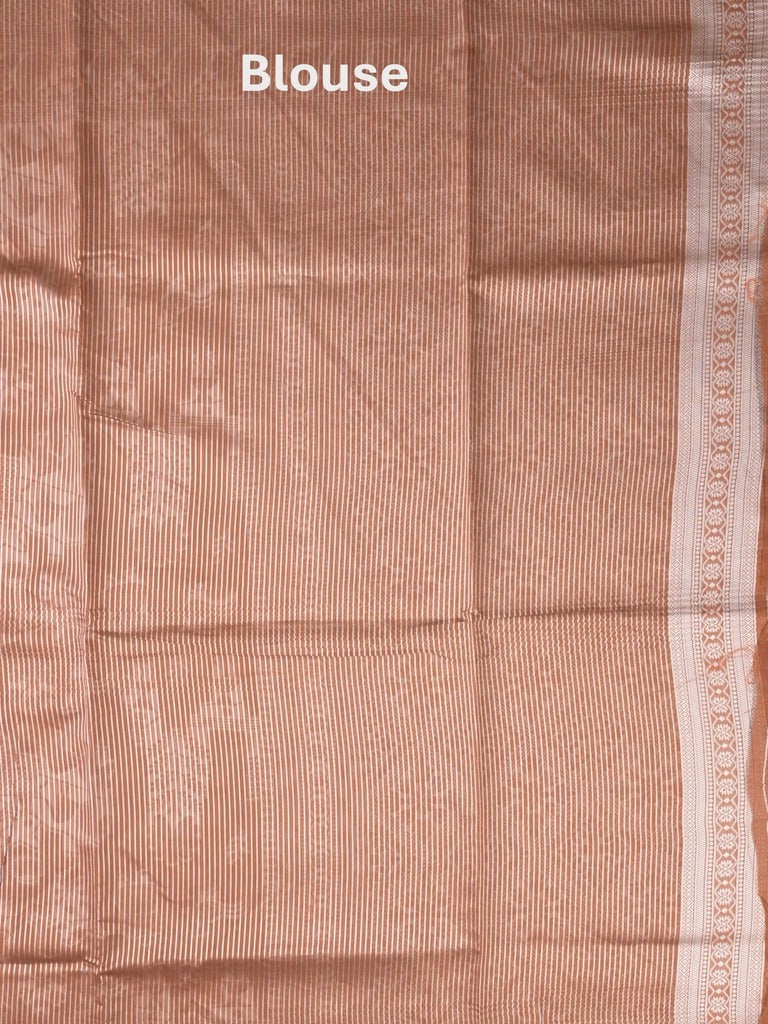 Chanderi fancy saree brown color allover motifs & zari border with self pallu and plain blouse