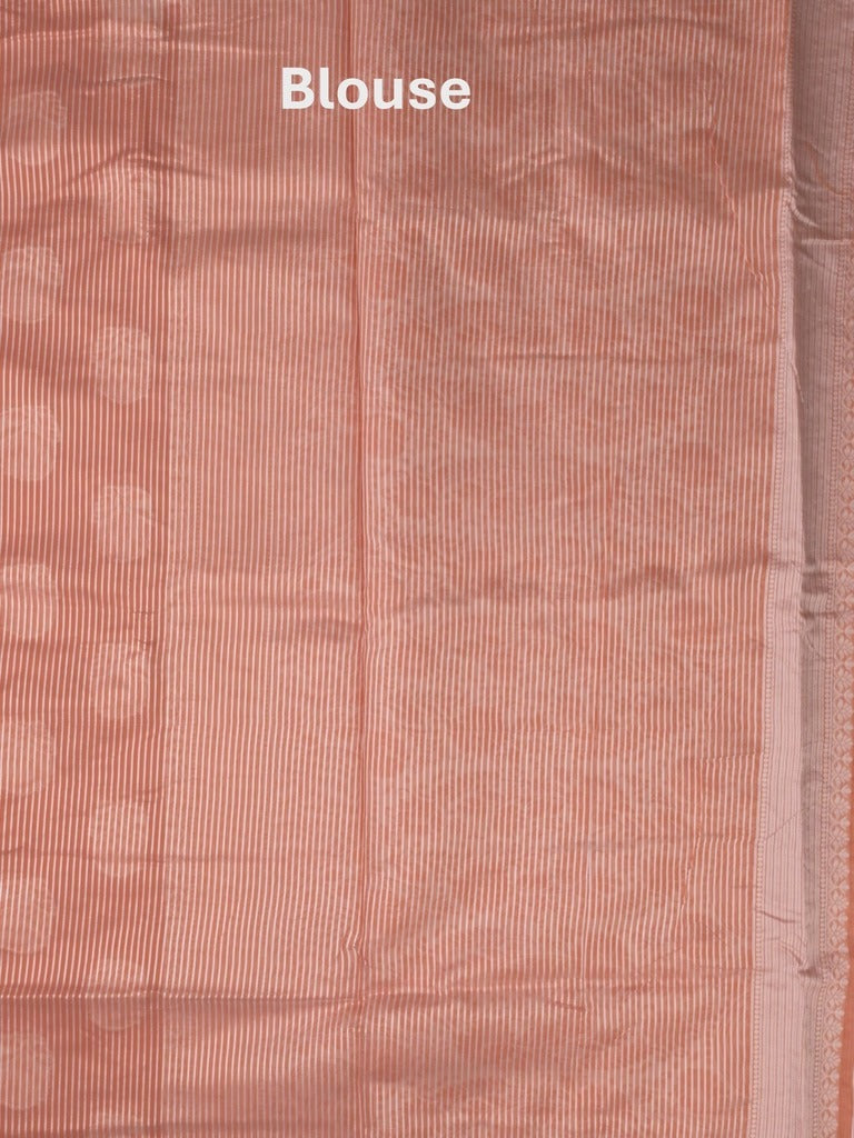 Chanderi fancy saree light orange color allover motifs & zari border with self pallu and plain blouse