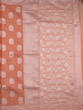 Chanderi fancy saree light orange color allover motifs & zari border with self pallu and plain blouse
