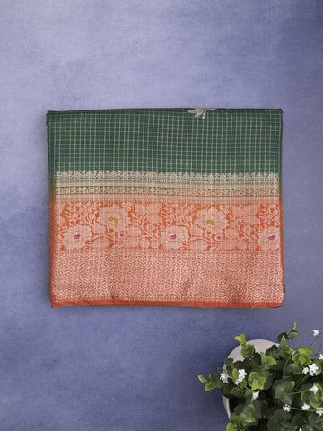 Dupion fancy saree for women | bottle green | zari border | party wear