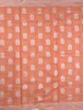 Chanderi fancy saree light orange color allover motifs & zari border with self pallu and plain blouse