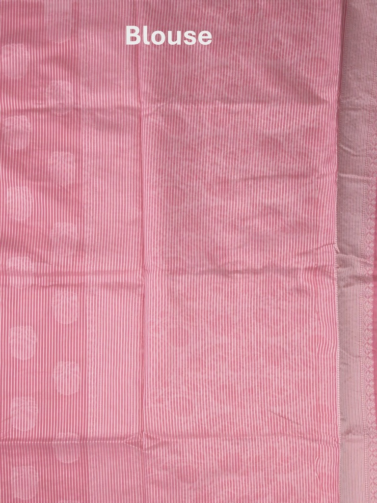 Chanderi fancy saree light pink color allover motifs & zari border with self pallu and plain blouse