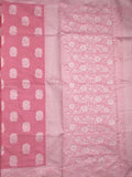 Chanderi fancy saree light pink color allover motifs & zari border with self pallu and plain blouse