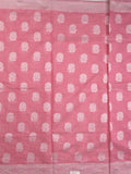Chanderi fancy saree light pink color allover motifs & zari border with self pallu and plain blouse
