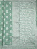 Chanderi fancy saree lux green color allover motifs & zari border with self pallu and plain blouse
