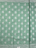 Chanderi fancy saree lux green color allover motifs & zari border with self pallu and plain blouse