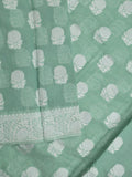 Chanderi fancy saree lux green color allover motifs & zari border with self pallu and plain blouse