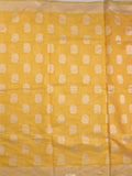 Chanderi fancy saree light yellow color allover motifs & zari border with self pallu and plain blouse