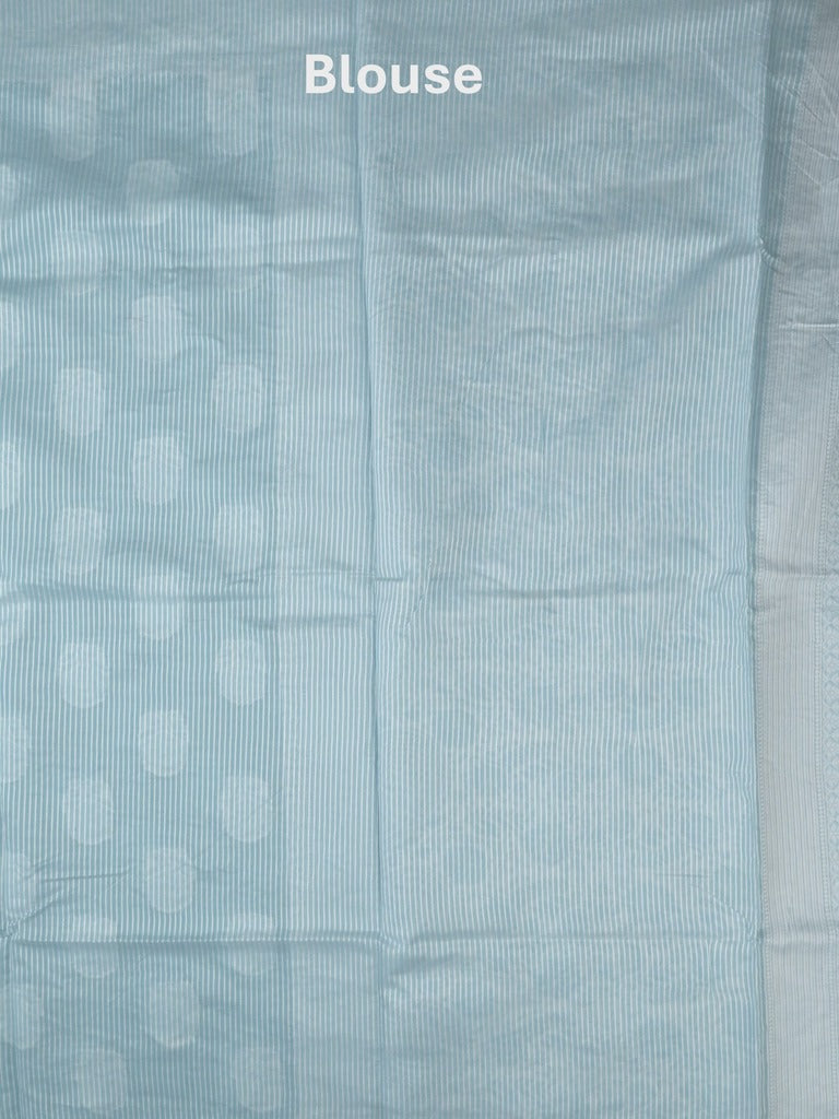 Chanderi fancy saree light blue color allover motifs & zari border with self pallu and plain blouse