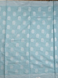 Chanderi fancy saree light blue color allover motifs & zari border with self pallu and plain blouse