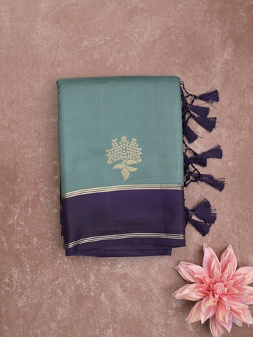 Dupion fancy saree for women | sky blue | kaddi border | party wear
