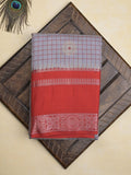 Banaras fancy saree in grey color allover zari motifs & zari border with brocade pallu and attached blouse