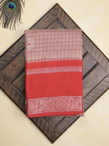 Banaras fancy saree in light pink color allover zari motifs & zari border with brocade pallu and attached blouse