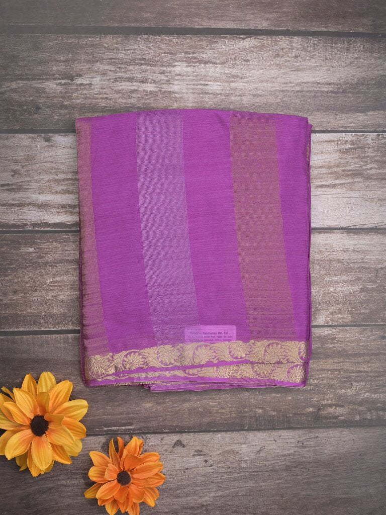 Chinnon fancy saree for women | purple | zari border | party wear