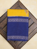 Banaras fancy saree in yellow color allover zari motifs & zari border with brocade pallu and attached blouse