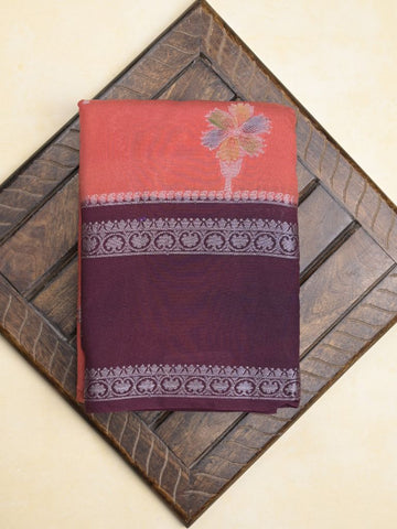 Banaras fancy saree in pink color allover zari motifs & zari border with brocade pallu and attached blouse
